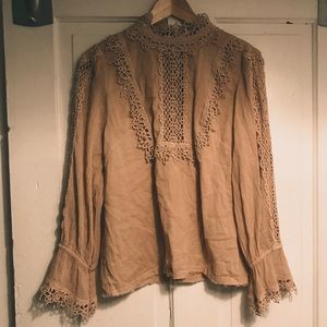 Free People | Boho Blouse Dusty Rose Crochet S